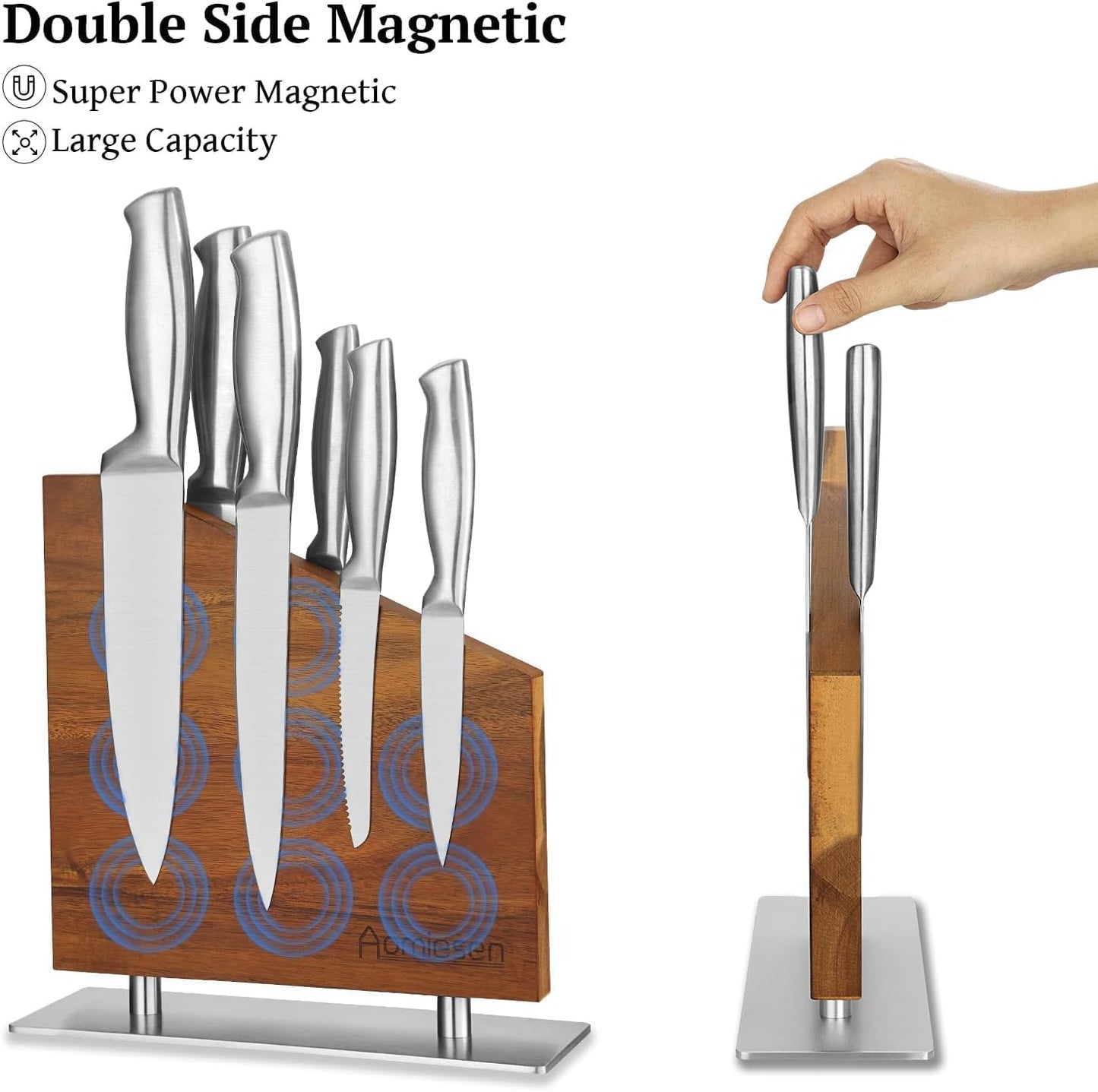 Strong Magnetic Knife Block - Magnetic Knife Holder for Kitchen Organization, Knife Block with Powerful Magnet (Diagonal steel bottom knife block)