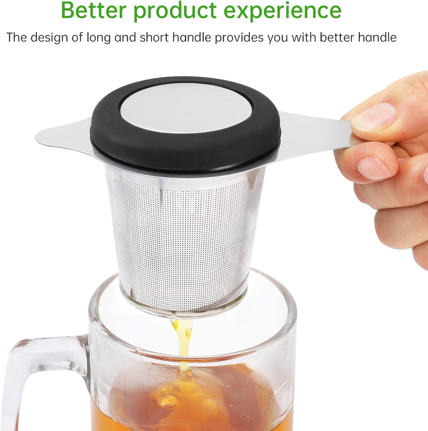 Two Pack Tea Infuser Basket Stainless Steel Tea Strainer Tea Filter With Small Strainer And Lid Tea Diffuser For Loose Tea Superior Brewing Experience (Two pack silver)