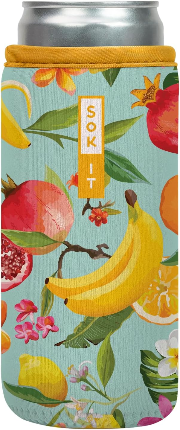 Sok It CanSok Sleeve for Beer & Soda Insulated Neoprene Cover (Paradise Punch, 12oz Slim Can Sleeve)