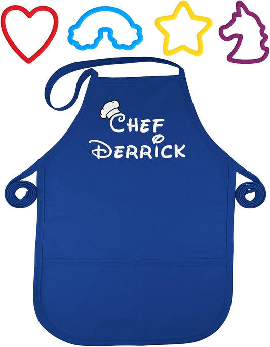 Personalized Kids Apron and Cookie Cutter Bundle | Includes: Custom Chef Apron for Kids | 4 Cookie Cutters