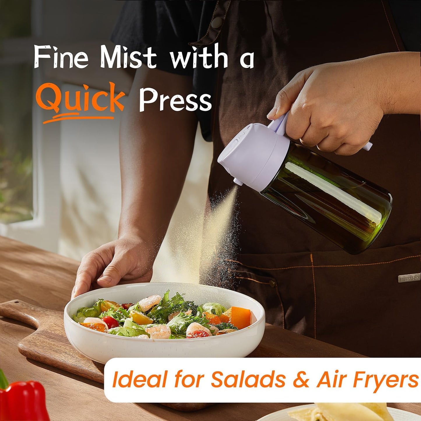 TrendPlain - Original 16oz/470ml Olive Oil Dispenser Bottle for Kitchen Gadgets and Air Fryer Accessories - Olive Oil Sprayer for Cooking w/Stickers - Lilac