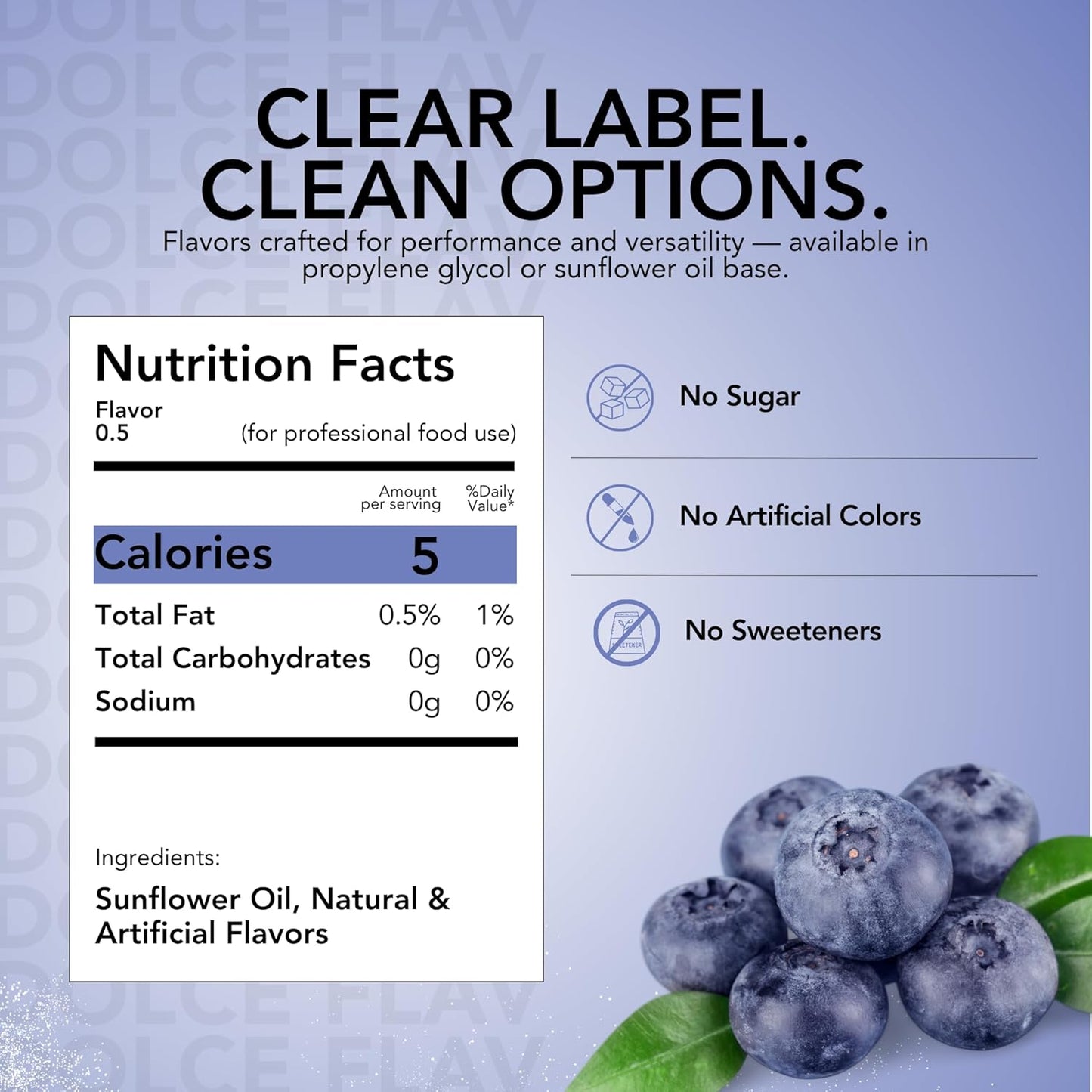 Dolce Flav Blueberry Extract – 2 Ounce Oil-Soluble Kosher, Sugar-Free, Concentrated Ripe Blueberry Flavoring for Baking, Chocolates & Desserts, Includes Measured Dropper