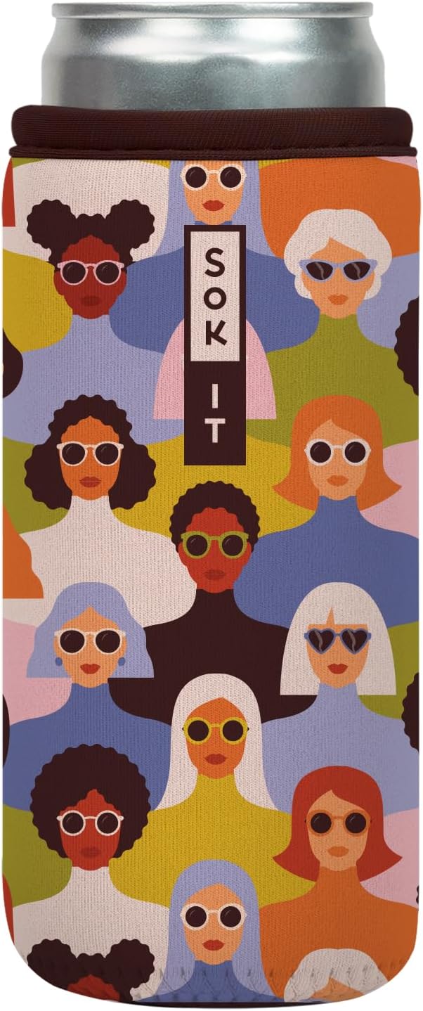 Sok It CanSok Sleeve for Beer & Soda Insulated Neoprene Cover (Femme Force, 12oz Slim Can Sleeve)