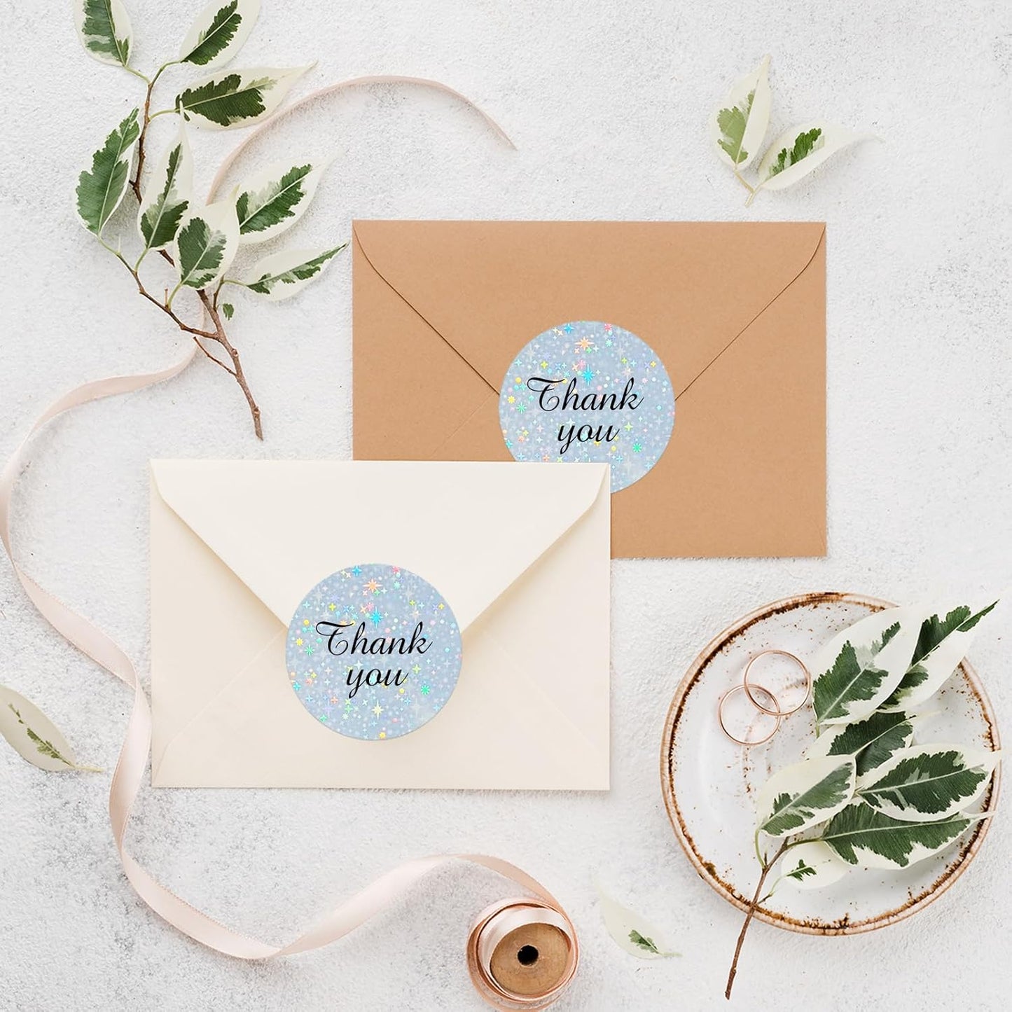 2''Holographic Thermal Label,Round Self-Adhesive Direct Thermal Label,Thermal Stickers for DIY Logo Design,Name Tag (300/Roll Starry Sky