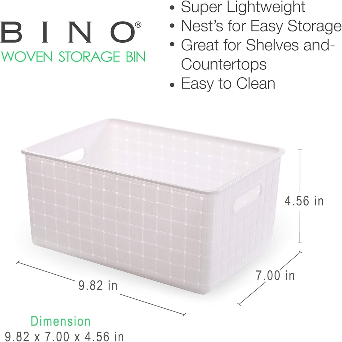 BINO Plastic Basket, Small White, 5 Pack - Rectangular Cabinet Organizer, Multi-Use Storage Basket, Drawer and Cabinet-Friendly, Portable, Durable, Space Efficiency, Stock Management