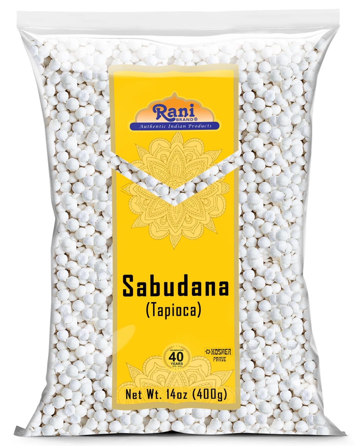 Rani Sabudana (Tapioca/Sago) Pearls 14oz (400g) ~ All Natural | Vegan | No Colors | NON-GMO | Indian Origin