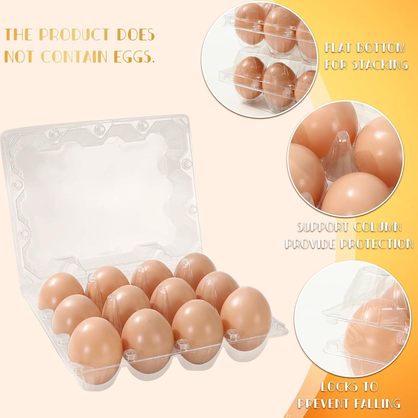 200Pcs Plastic Egg Carton Bulk Empty Clear Egg Tray Holder Container for Farm Business Market Home Kitchen Refrigerator Storage (3 x 4 Grids)