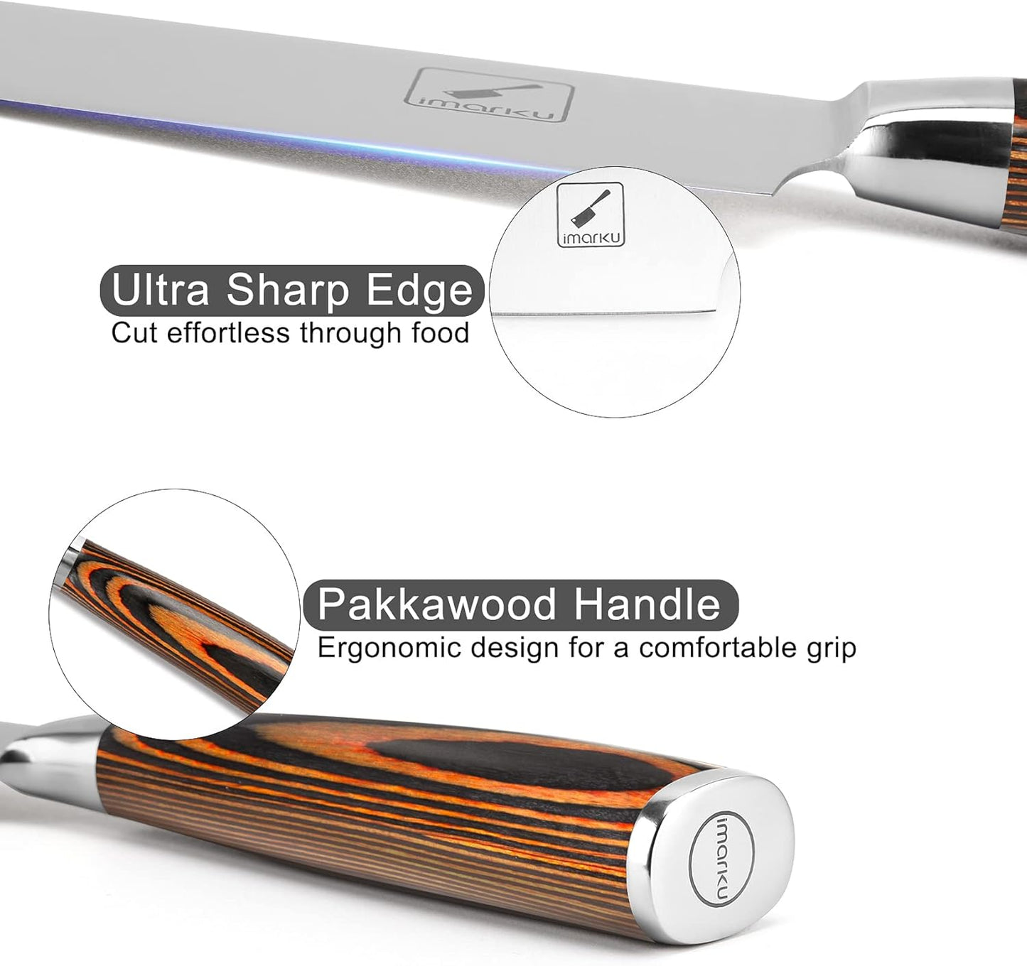 imarku Chef Knife - Pro Kitchen Knife 8 Inch Chef's Knives Japanese SUS440A Stainless Steel Sharp Paring Knife with Ergonomic Handle, Orange Handle, Gifts for Men and Women