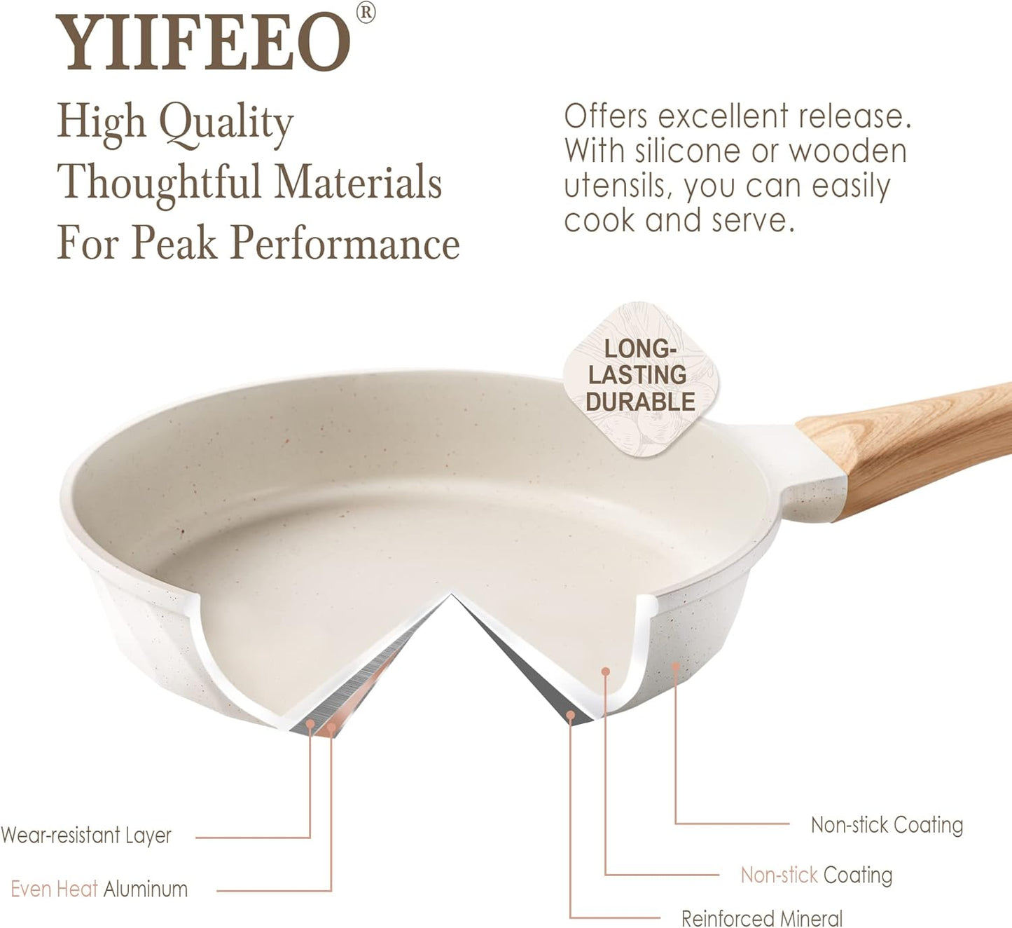 Non-stick Frying Pans Nonstick Frying Pan Set Egg Omelette Pans for Cooking Set, Healthy Granite Skillet Set Kitchen Induction Cookware Chef's Pan Christmas Gift, 8", 9.5" &11"