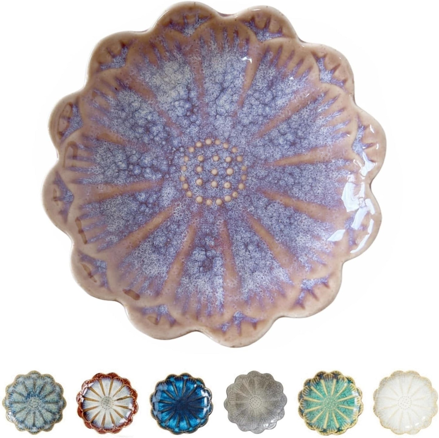 Ceramic Spoon Rest for Stove Top, Flower Cute Spoon Rest for Kitchen Counter, Cooking Spoon Holder for Kitchen Counter, Utensil Rest Spatula Rest Ladle Holder Tong Rest, 1 PC (Retro, Lavender Purple)