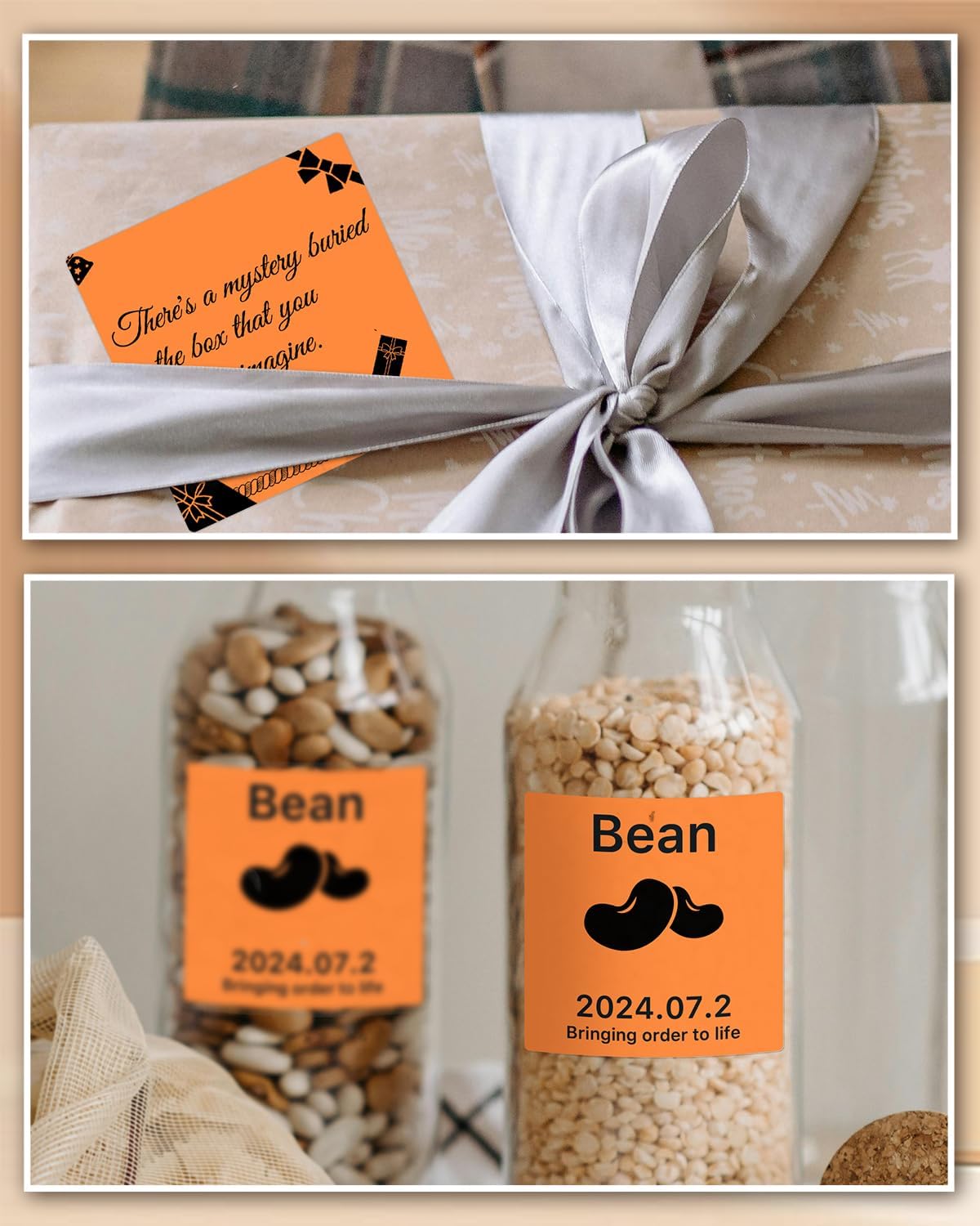 iEager Orange Square Thermal Label Stickers, 3" x 3" Self-Adhesive Square Direct Thermal Labels with Perforation Line, 500 Sheets/Roll