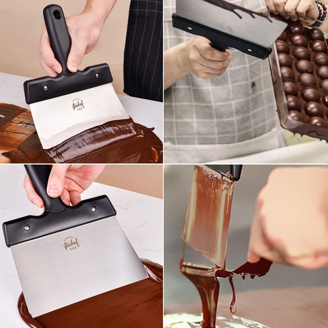 Chocolate Thermostat Spatula Melting Chocolate tempering Scraper Baking Tool Chocolate Tools.Stainless Steel Spatula Temperature Regulating Blade.(Chocolate Thermostat Spatula (Large Size))