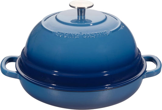 Enameled Cast Iron Dutch Oven Pot with Lid, Round Bread Oven for Homemade Sourdough Bread Baking, 6 Quart, Lake Blue