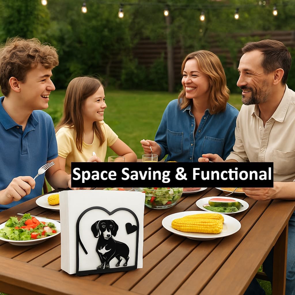 Decorative Cat and Dog Napkin Holder – Metal Napkin Organizer for Everyday & Cocktail Napkins – Cute cat Coffee filter holder size #2 & #4 for Kitchen Table Decor Gift for Animal Lovers 2-Pack