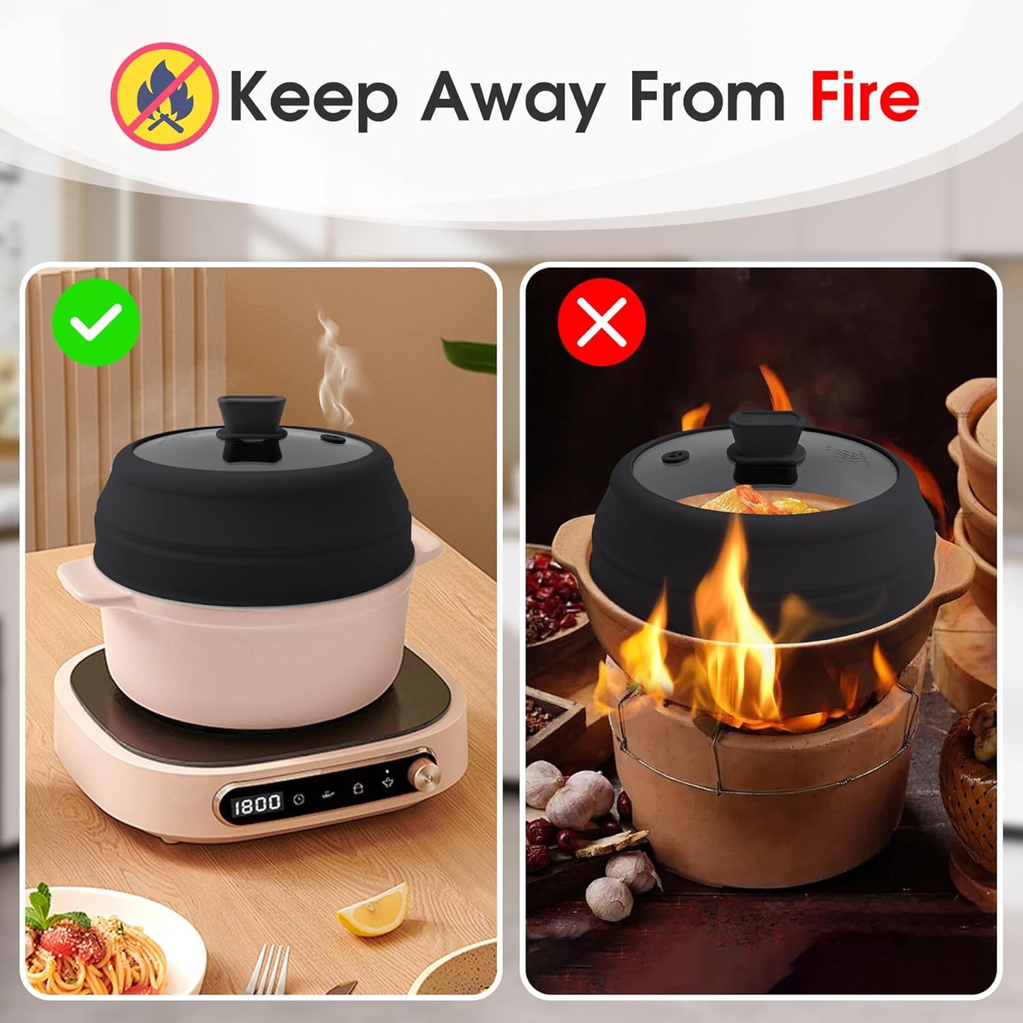 Microwave Splatter Cover Glass Microwave Cover for Food Collapsible Splatter Guard Lid with Silicone Handle for Pot Plate Bowl 9 Inch Black