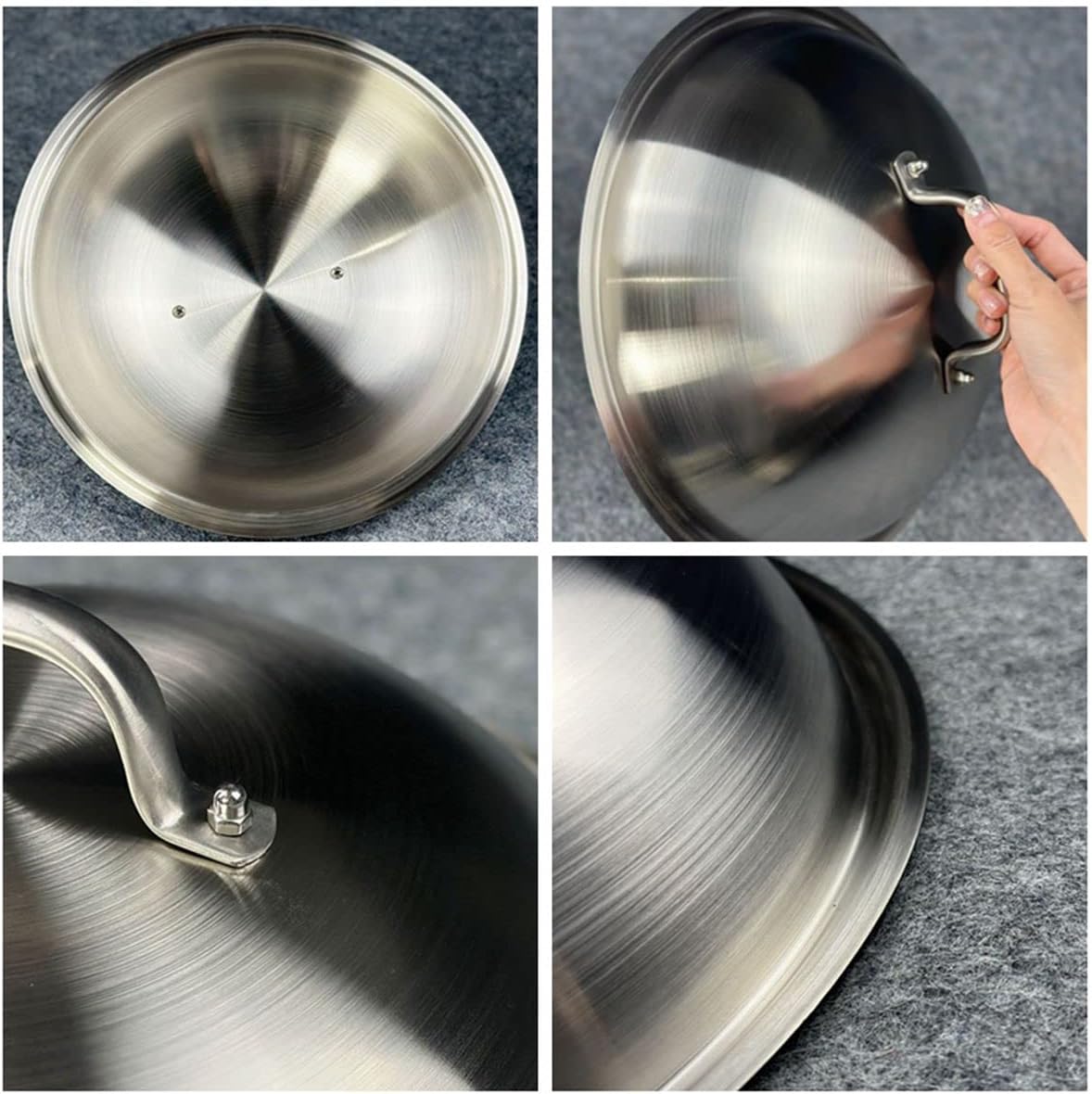 Griddle Accessories Pot Wok Lids - Heavy Duty 12 Inch Round Basting Cover - Stainless Steel - Cheese Melting Dome and Steaming Cover - Best for Use in Flat Top Grill Cooking Indoor Outdoor- 2 Domes