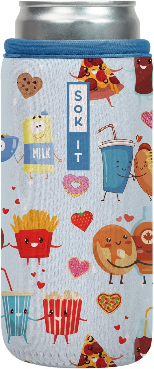 Sok It CanSok Sleeve for Beer & Soda Insulated Neoprene Cover (Bestie Bites, 12oz Slim Can Sleeve)