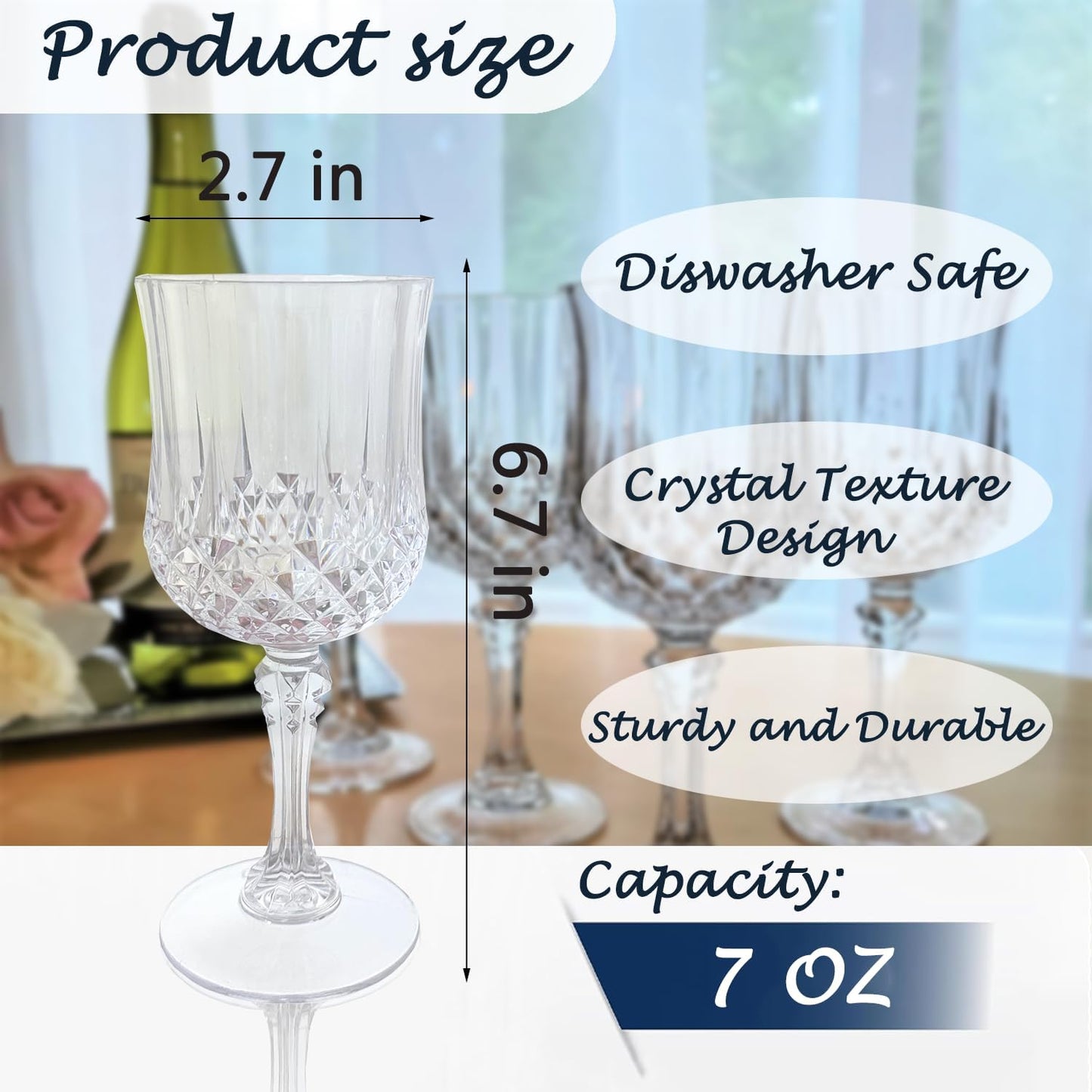 Plastic Wine Glasses，Plastic Goblets Vintage Style Cordial Drinking Glasses for Wedding Reception, Grand Event Party Supplies (12, transparent)