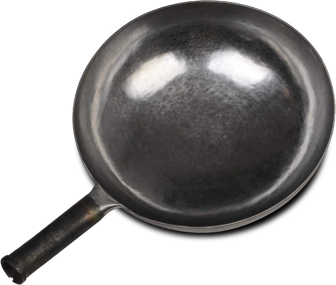 臻三环 ZhenSanHuan Chinese Hand Hammered Iron Woks and Stir Fry Pans, Non-stick, No Coating, Carbon Steel Pow (34CM, Silver - Not Seasoned)