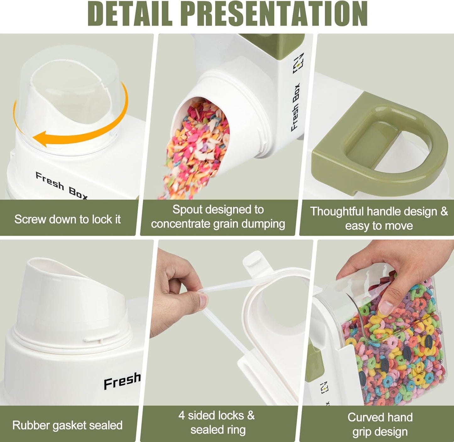 Cereal Storage Container 4Pack,85oz/2.5L Airtight Food Storage Containers With Lids,Organizers Storage With Measuring Cup for Beans,Sugar,Rice,Nuts,Snacks,Pet Food,Candy