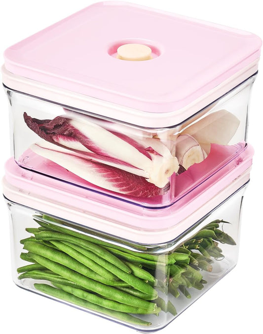 Premium Airtight Food Storage Containers ROSE Square 1.48qt 2P/SET, Patented Double Silicone Lining, 100% Leak Proof, BPA-FREE