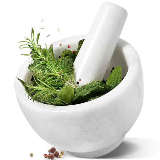 Koville Marble Mortar and Pestle Set, 5"-1.5 Cups Grinder Bowl for Guacamole, Salsa, Pill Crusher, Spice, Herb, Garlic, Nut, Heavy Duty Grinder for Kitchen(Namib Fantasy)