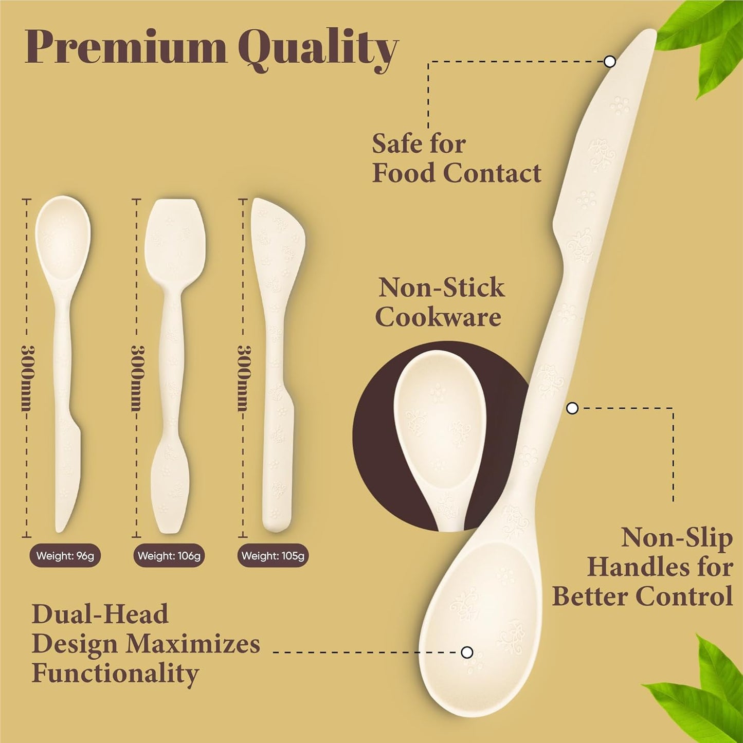 JIG TRIO 3-Piece Double-Headed Silicone Spatula Set – White – Heat-Resistant Baking & Cooking Tools – BPA-Free, Non-Stick Safe, Dishwasher Friendly, Giftable Set