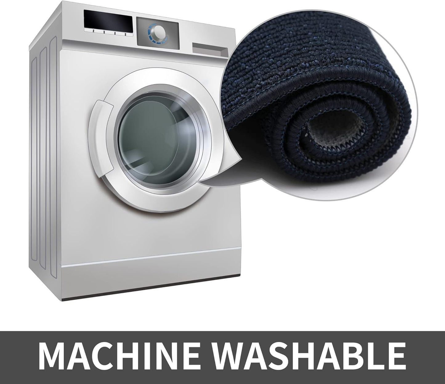 COSY HOMEER 20X48 Inch Kitchen Rug Mats Made of 100% Polypropylene Strip TPR Backing Soft Kitchen Mat Specialized in Anti Slippery and Machine Washable,for Kitchen, Floor Home,Office,Sink,Laundry,Navy