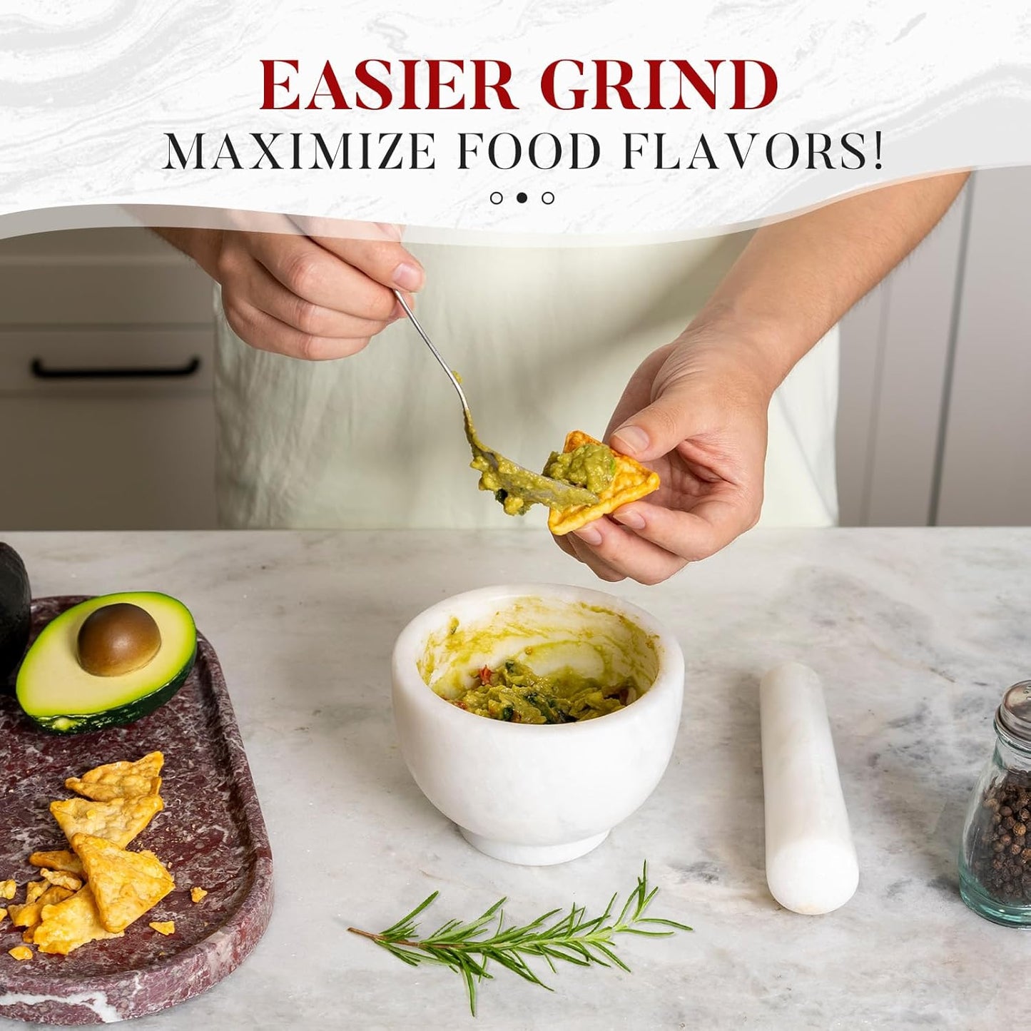 Koville Marble Mortar and Pestle Set, 5"-1.5 Cups Grinder Bowl for Guacamole, Salsa, Pill Crusher, Spice, Herb, Garlic, Nut, Heavy Duty Grinder for Kitchen(Namib Fantasy)