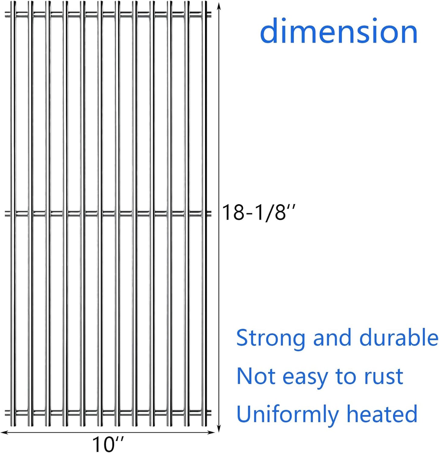 18-1/8" Stainless Steel Grates Replacement for Charbroil 463263110, 463268107, 463271309, 463271312, 463271313, 463271314, 463271315, 466231711, 466247310, 466247512 Kenmore Gas Grill