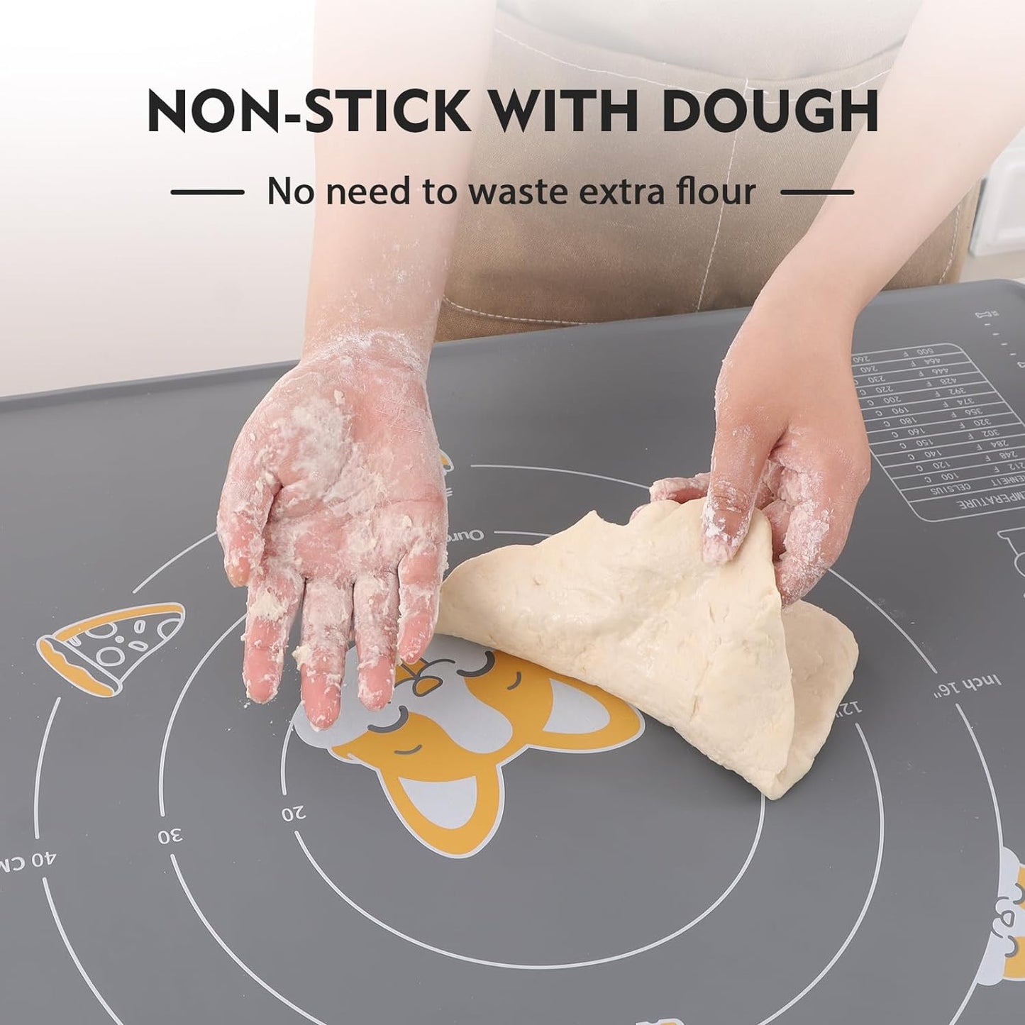 Ourokhome Silicone Baking Mat Sheet and Pastry Dough Cutter, 0.5 Inch Thick 28" X 20" BPA free Silicone Rolling Mat, Non-Stick and Anti-Slip, Dishwasher Safe (Gray)