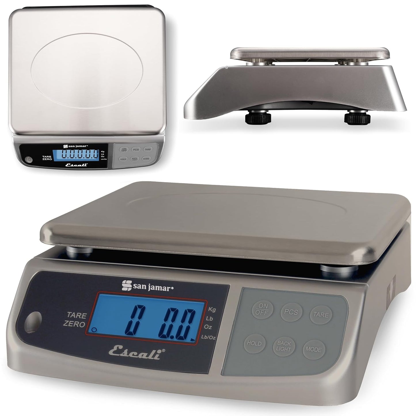 San Jamar Digital Food Scale, Battery Operated with 66 Pound Capacity for Cooking, Baking, Meal Prep, Diet Tracking, Stainless Steel, 6.82 Pounds, Silver