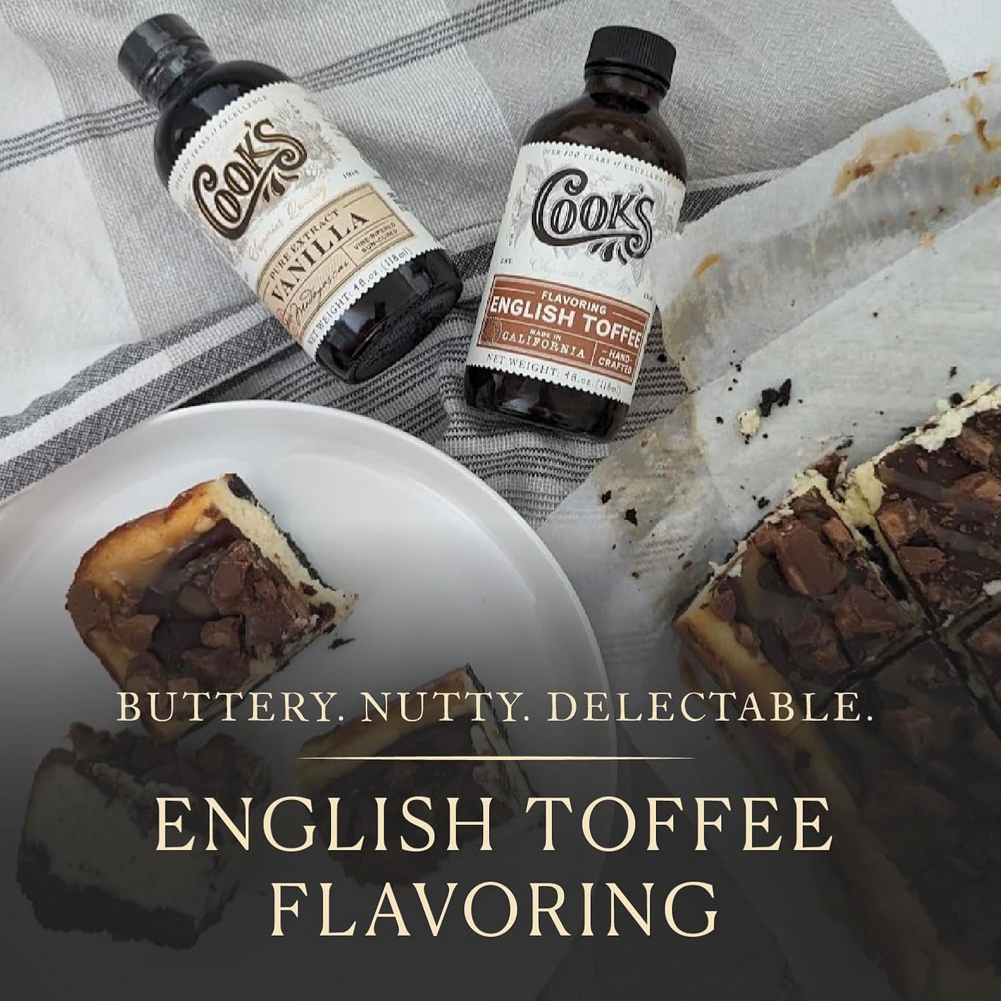 Cook's, English Toffee Flavoring for Baking, Icing, Cinnamon Rolls, Scones, 4 oz