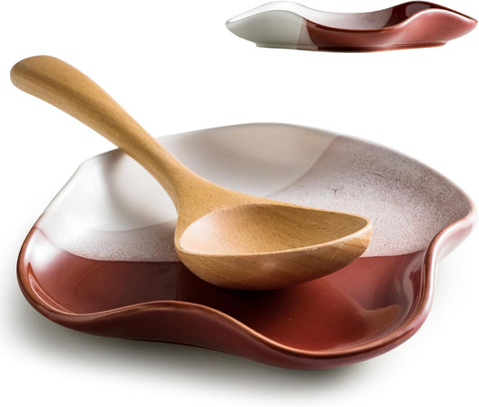 Spoon Rest for Stove Top, Spoon Holder for Kitchen Counter, Spatula Holder, Coffee Spoon Rest, Gradient Red, 5.12"