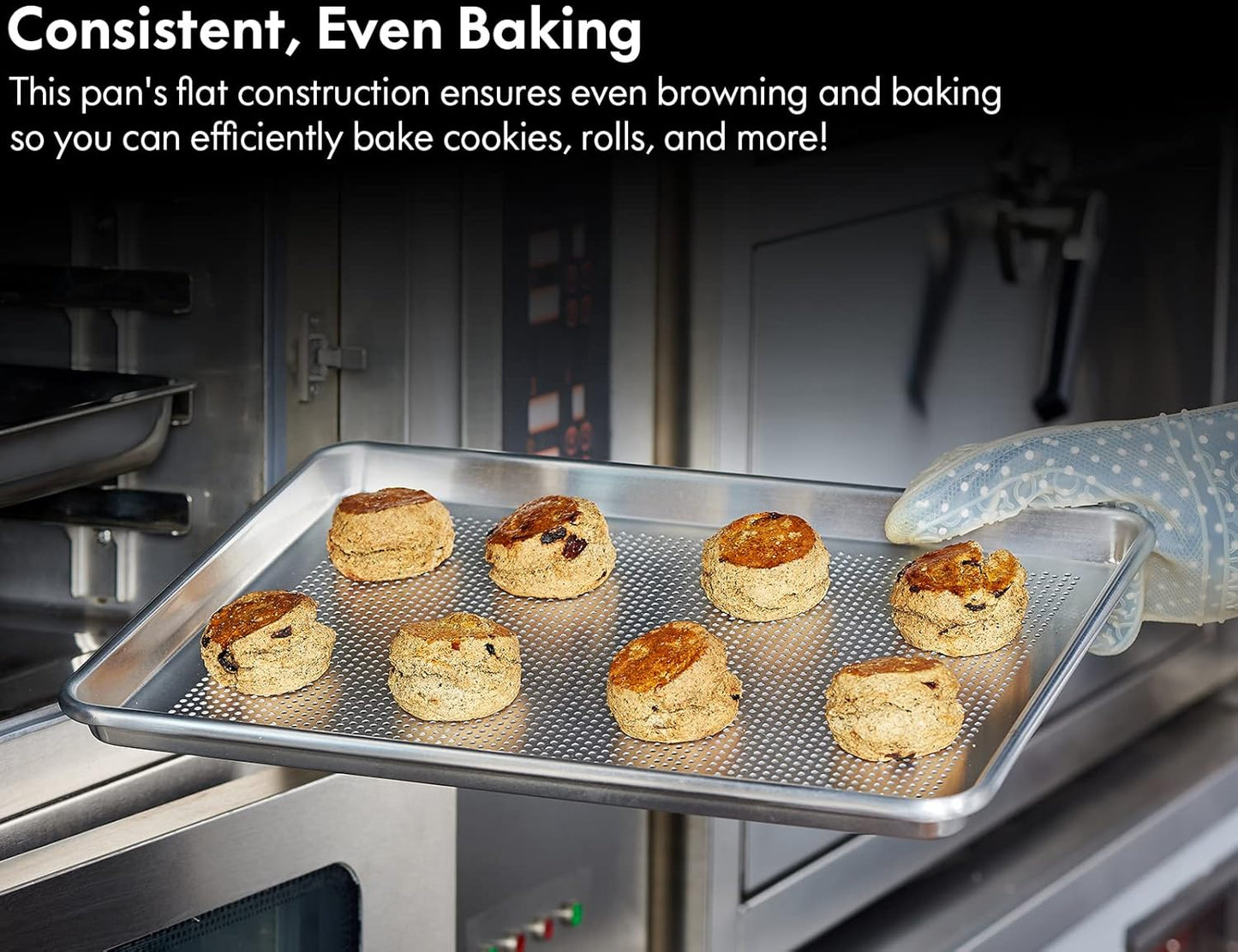 CURTA 6 Pack Aluminum Sheet Pan Perforated, NSF Listed Half Size 18 x 13 inch Commercial Bakery Cake Bun Pan, Baking Tray