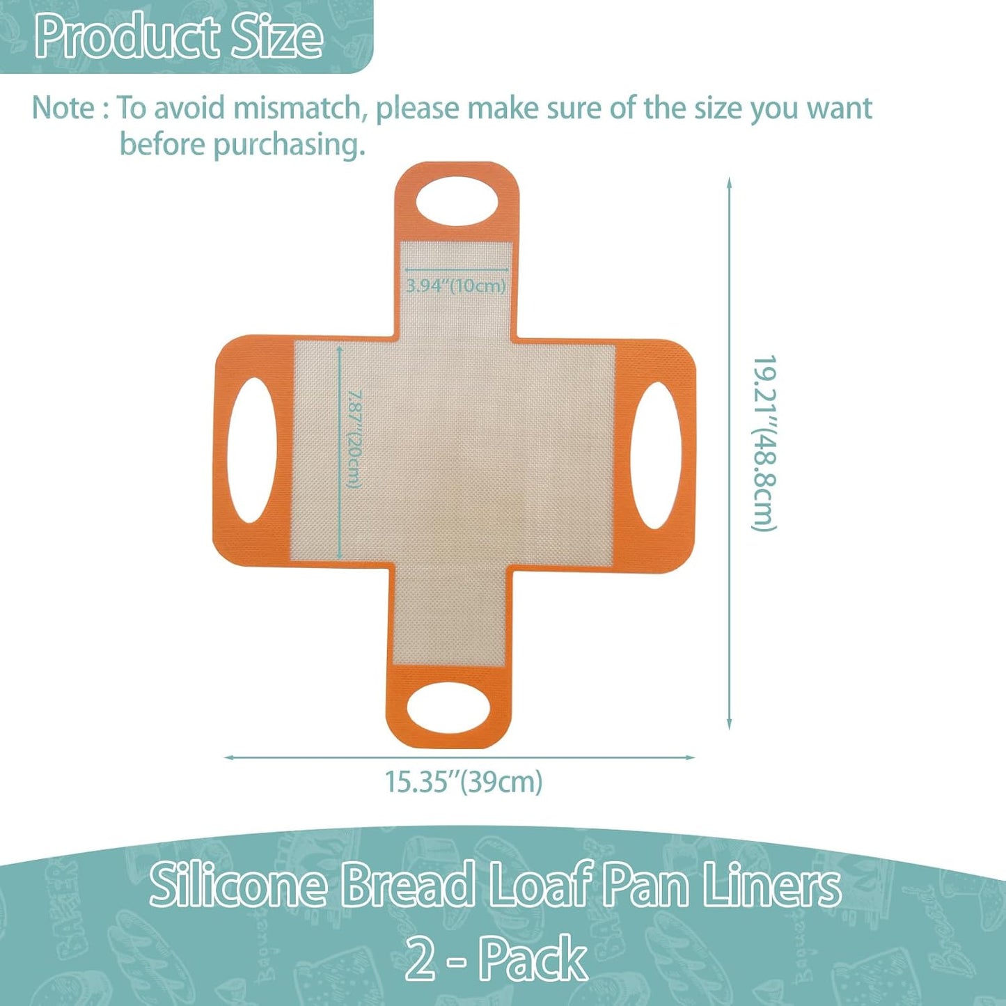 Reusable Silicone Bread Loaf Pan Liner, Food-Grade Silicone Bread Sling, Sourdough Bread Baking Mat, Non-Stick & Easy Clean Dough Transfer Tool, Fits 9x5 or 1.5lb Loaf Pans, Orange - Pack of 2