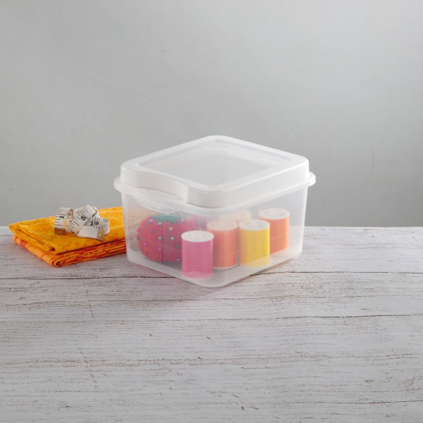 Sterilite 12-Pack FlipTop Stackable Square Small Storage Bin with Hinging Lid, Clear