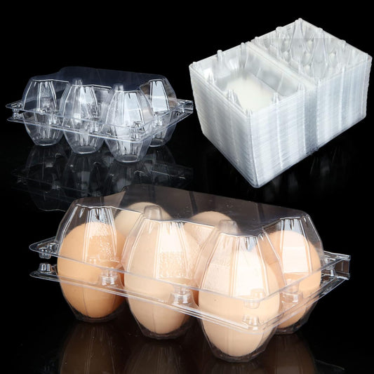 100PCS Egg Cartons Cheap Bulk, Each Holds Half Dozen Eggs (6 Eggs), Plastic Chicken Egg Carton Egg Tray Egg Cartons Holder for Family Pasture Farm Market