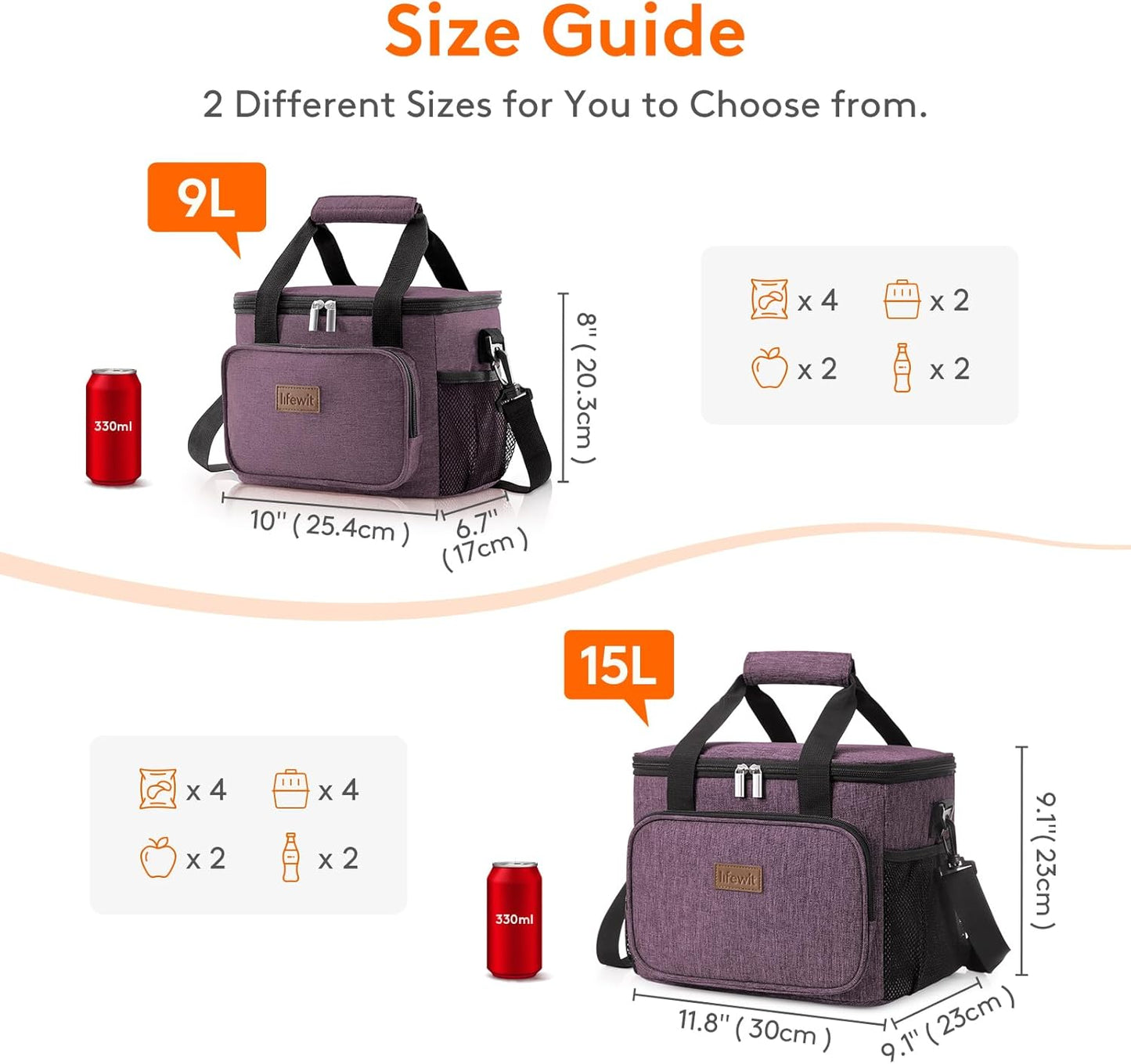 Lifewit Large Lunch Bag Insulated Lunch Box Soft Cooler Cooling Tote for Adult Men Women, Purple 24-Can (15L)