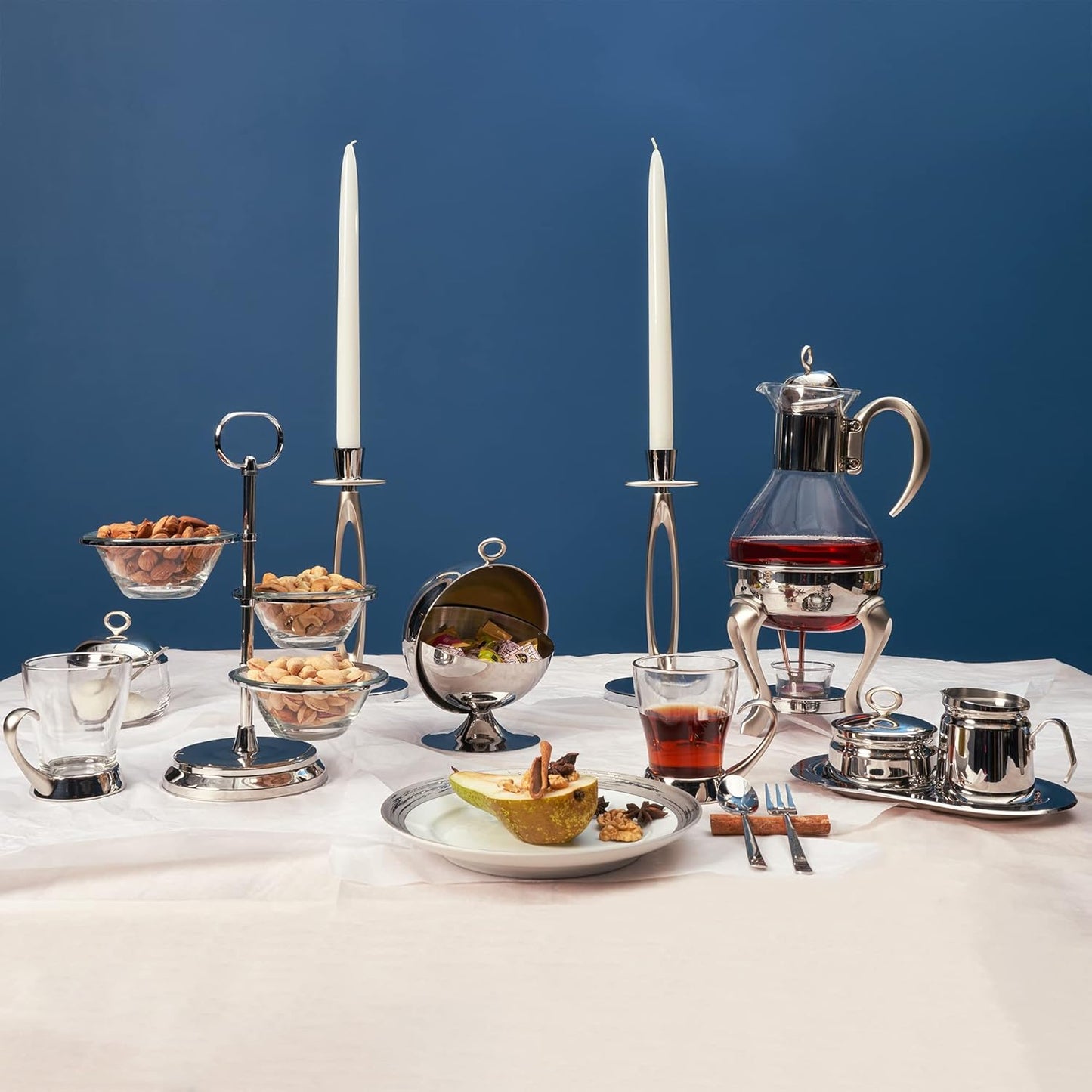 Regent OVATION Stainless Steel Sugar and Creamer Set on Tray Creamer and Sugar Bowl Set Stainless Steel Latte Milk Cup Cream Jug and Sugar Bowl Tray for Coffee Serving Set Frothing Milk