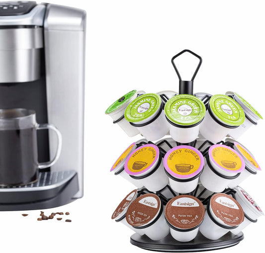 Rice rat K-Cup Storage Coffee Capsules Pod Holder Carousel Capsule Display Storage for k-cup（27pods-3tiers）
