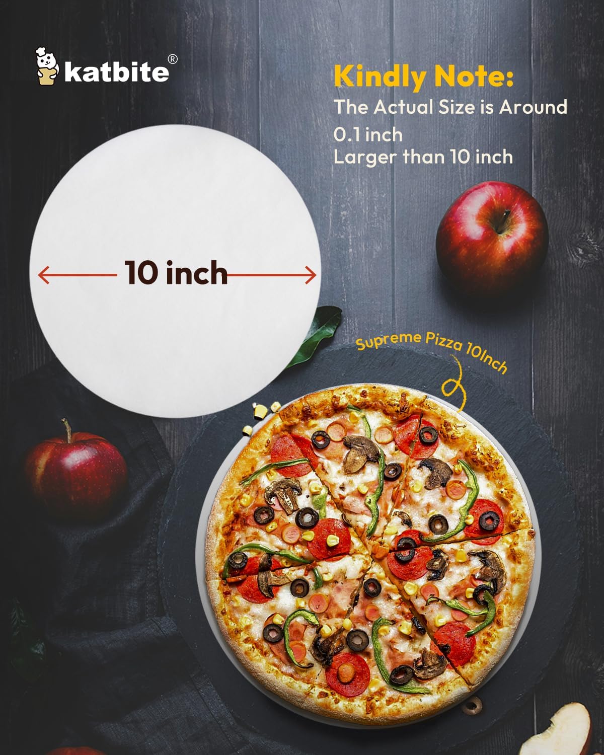 Katbite Heavy Duty Parchment Rounds 10 Inch, 200Pcs Round Parchment Paper Rounds, Use for Cake Baking, Air Fryer Liners, Separating Frozen Patty, Toaster Oven, Tortilla Press