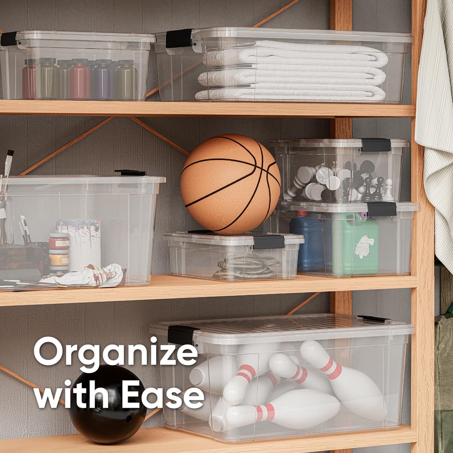 Superio Clear Storage Boxes with Lids, 2.5 Quart Plastic Container Bins for Organizing, Stackable Crates, BPA Free, Non Toxic, Odor Free, Organizers for Home, Office and Dorm, 4 Pack