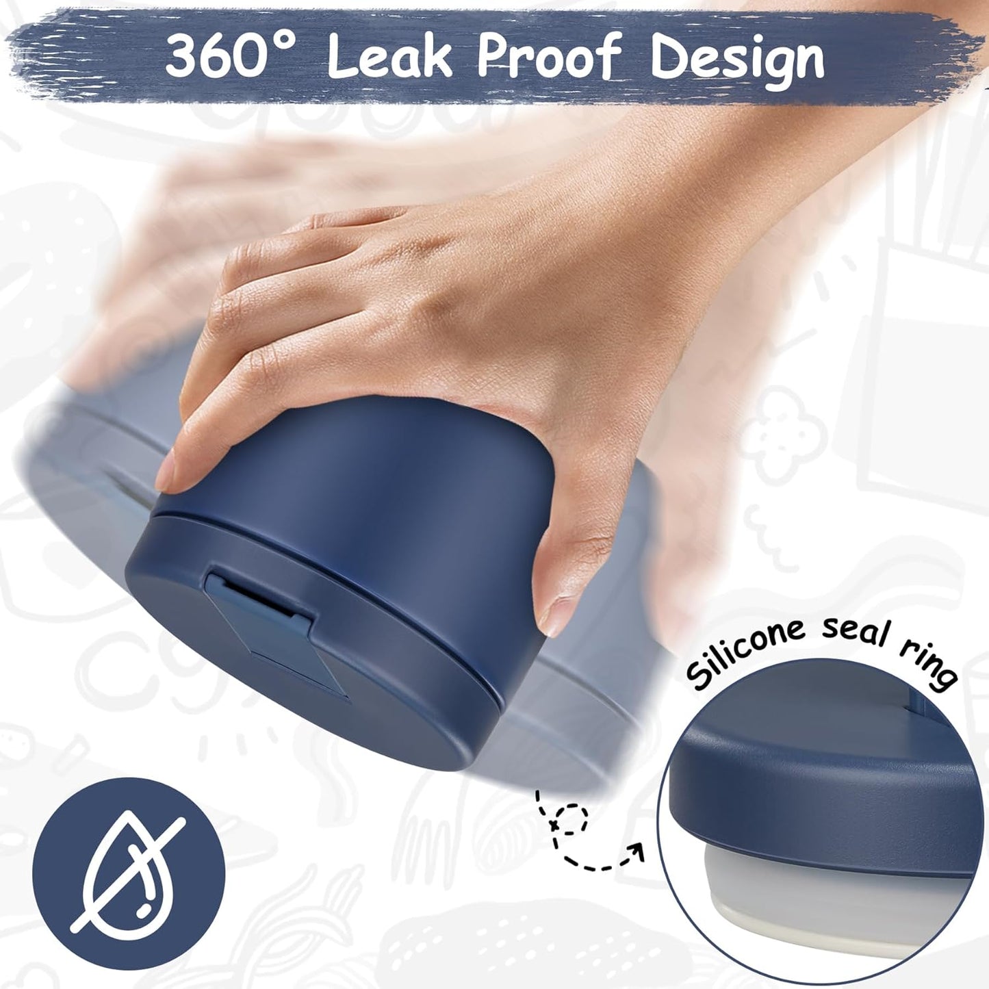 12oz Insulated Vacuum Food Jar with Buckle Lid Wide Mouth Soup Thermo for Hot Food Kids Leakproof Stainless Steel Lunch Container- Blue 1 Pack