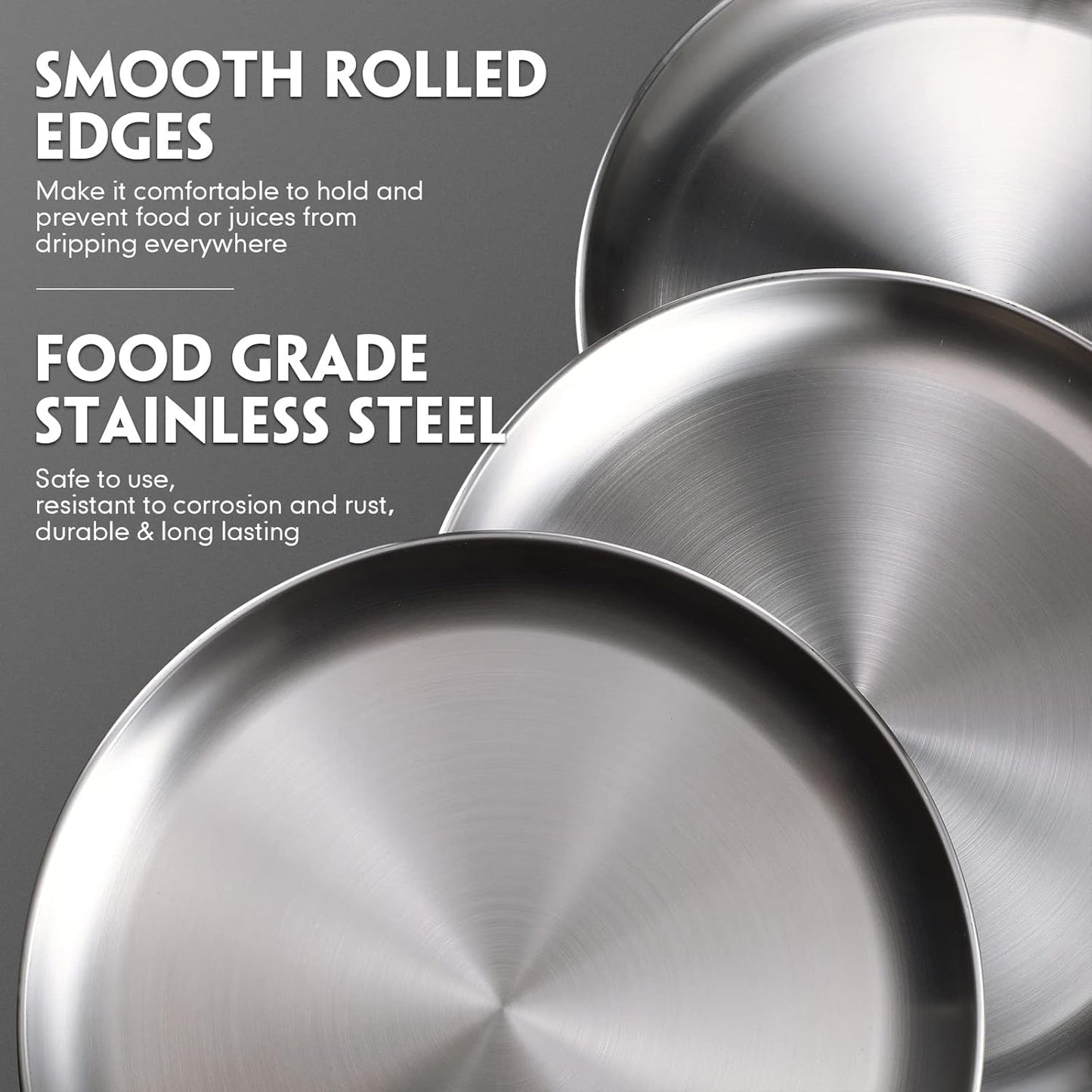 Thenshop 8 Pieces 12 Inch Pizza Pans Bulk Stainless Steel Sets Round Bakeware Pizza Trays for Oven Kitchen Baking Home Restaurant Picnics Holiday Activities Safe Sturdy Reusable Easy Clean(Silver)