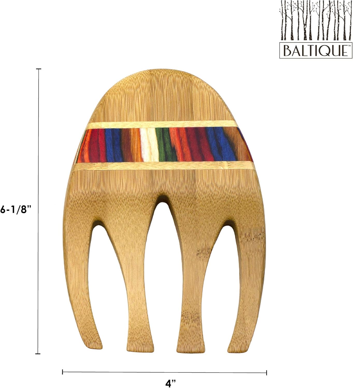 Totally Bamboo Baltique Marrakesh Collection Salad Hands Serving Utensils, Bamboo and Colored Birch Wood