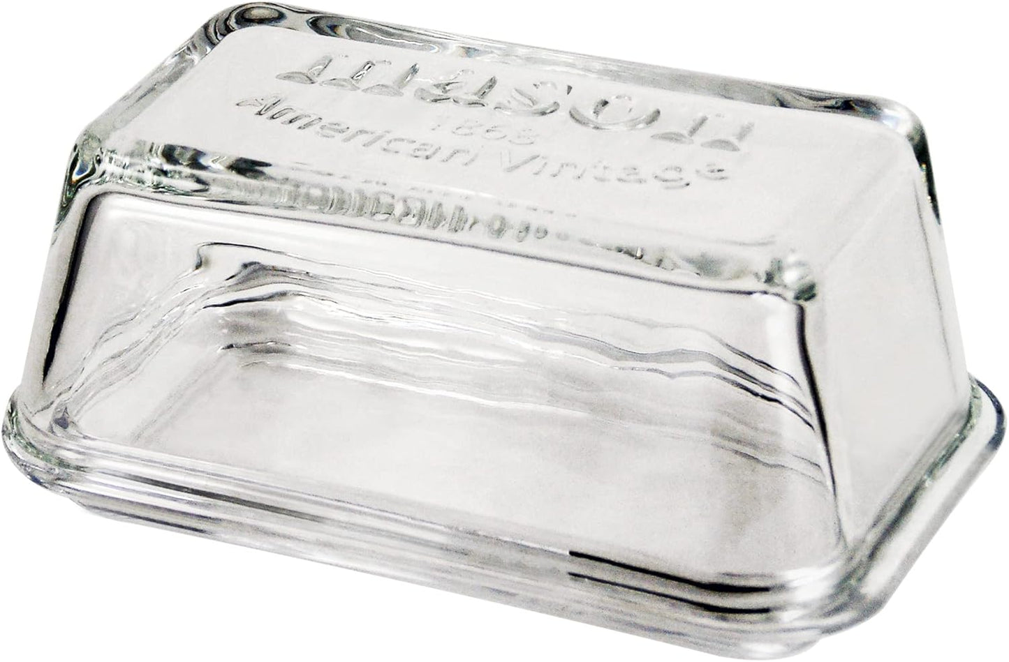 Grant Howard Mason Classics jumbo Glass Butter Dish with Lid, Crystal Clear Tray Container