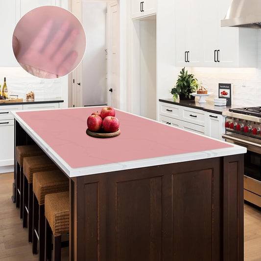 2MM Thick Large Silicone Mat, 47.2"x23.6"(120cmx60cm) Silicone Mats for Kitchen Counter, Heat Resistant Mat, Non-Slip Kitchen Counter Mat, Waterproof Countertop Protector for Craft, Translucent Red