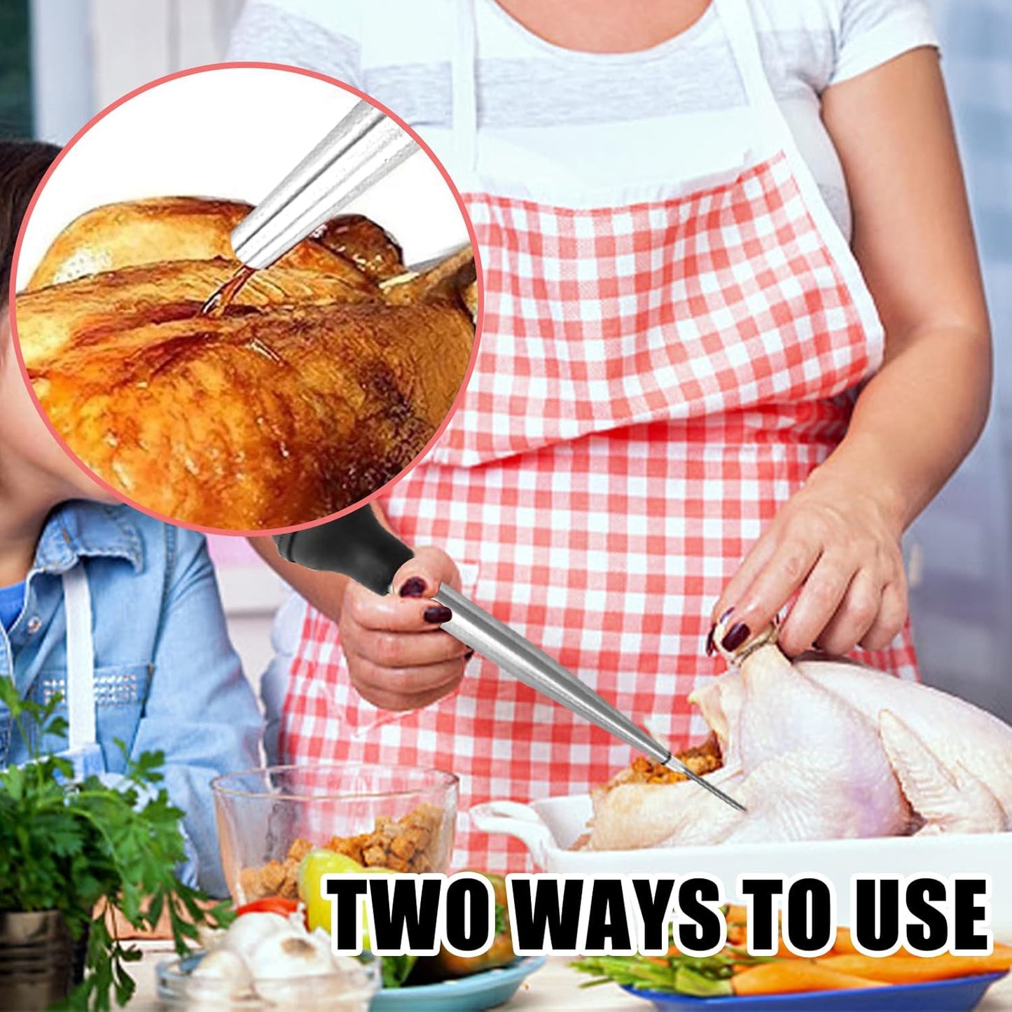 Stainless Steel Turkey Baster Baster Syringe for Cooking, Meat Injector Syringe