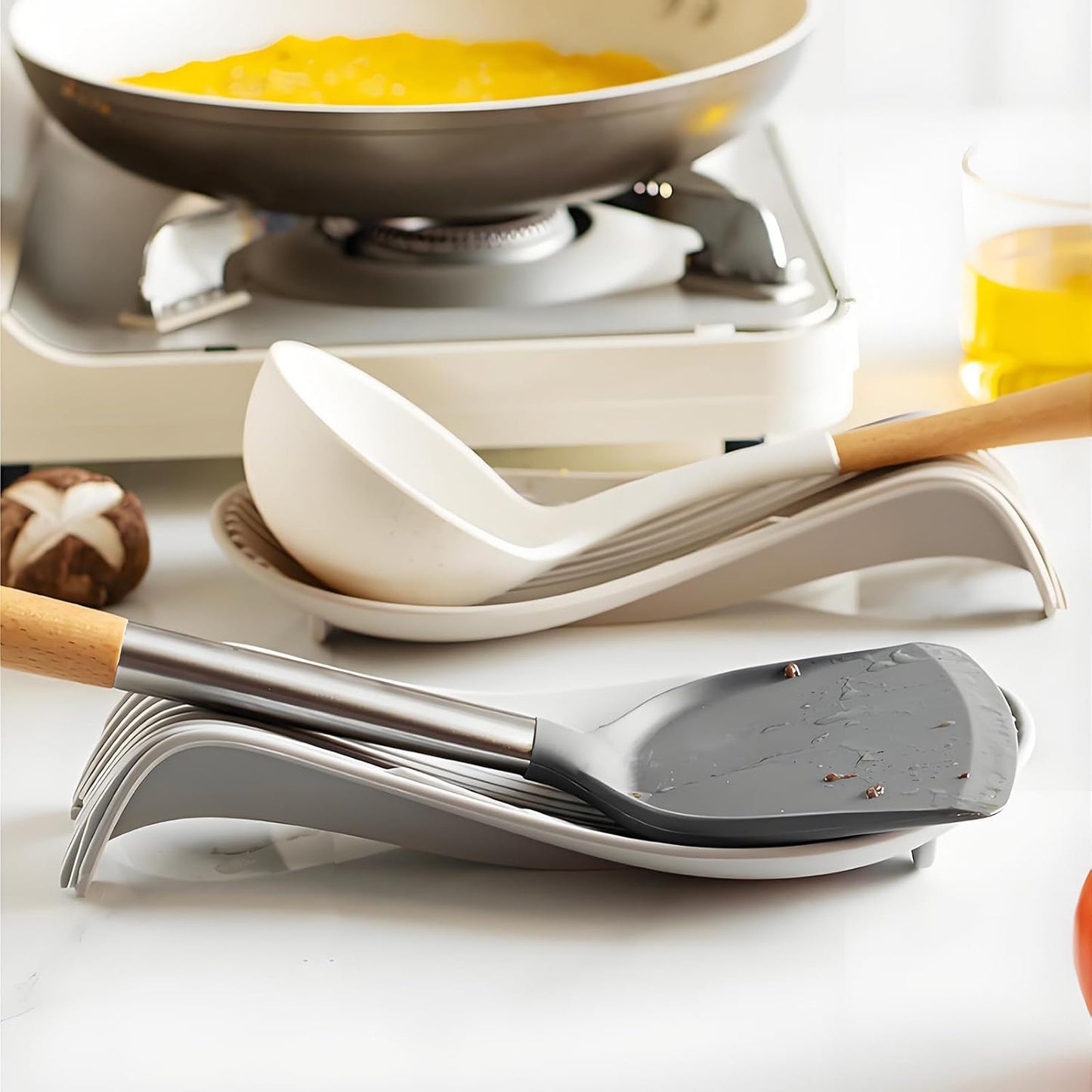 Spoon Rest, 2PCS Silicone Spoon Rest for Stove Top, spoon rest for stove top,Large Cooking Utensil Holder for Kitchen Counter, Heat-Resistant Kitchen utensil holder for Countertop